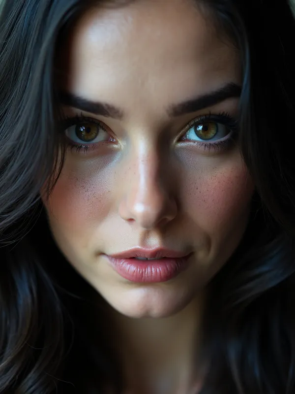 Mystic Allure - A face with mystic allure, characterized by deep, soulful eyes, high cheekbones, and an enigmatic smile that captivates the viewer. - AI image generated with Krea