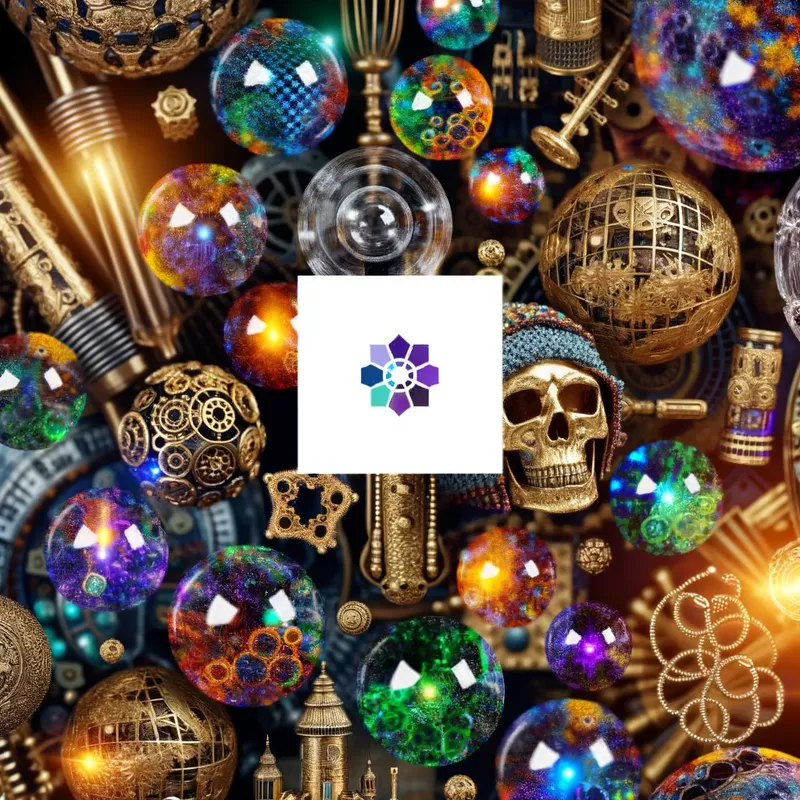 Mystic Chemist - A girl dressed in a whimsical, alchemical outfit, holding a variety of glowing, colored glass tubes in a fantastical laboratory setting. - AI image generated with Art