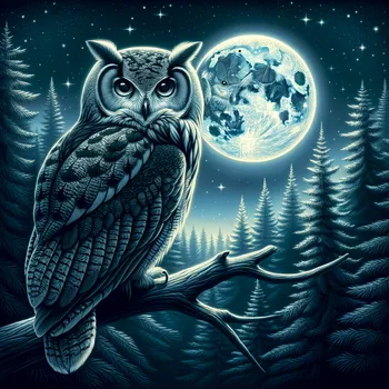 Mystical Owl in the Moonlight