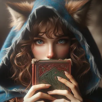 Mystical Wolf Woman with Book