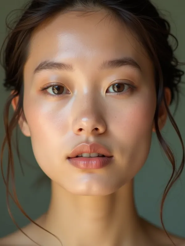 Natural Grace - A face that embodies natural grace and beauty, with minimal makeup to highlight pure, unadorned features and a connection to the simplicity and harmony of nature. - AI image generated with Krea