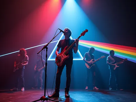 Neon Pink Floyd Guitar Spectacle