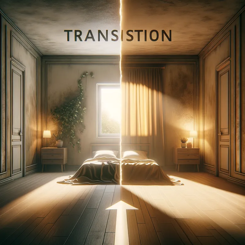 New Beginnings - A transition-themed image showing an empty bedroom with walls ready for a fresh coat of paint and new decorations, marking the start of a new chapter. - AI image generated with Art