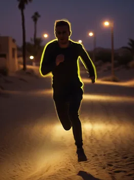 Night Motion Blur in Neon Desert Street