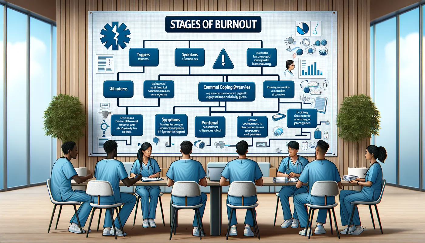 Nurse Burnout Flowchart - Burnout flowchart for nurses - AI image generated with Art