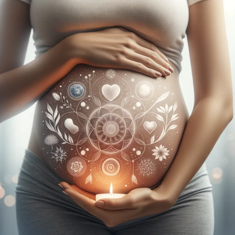 Nurturing Embrace - Livvy Dunne, her hands cradling her pregnant belly, surrounded by a warm, comforting environment that celebrates the beauty and wonder of motherhood. - AI image generated with Art