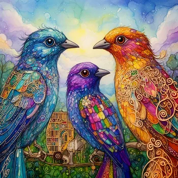 Ornate Patchwork Bird Reverie