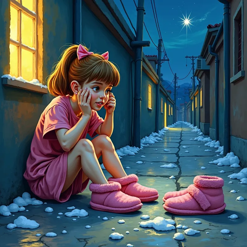 Pam's Night Routine - A girl named Pam is putting on her favorite pair of pink fuzzy slippers and applying moisturizer to her face. The scene captures a sense of calm and comfort before bedtime. - AI image generated with Text - water splashes, deserted street at night, abstract