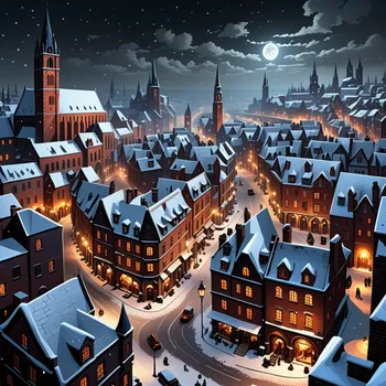 Panoramic Gothic Port at Night