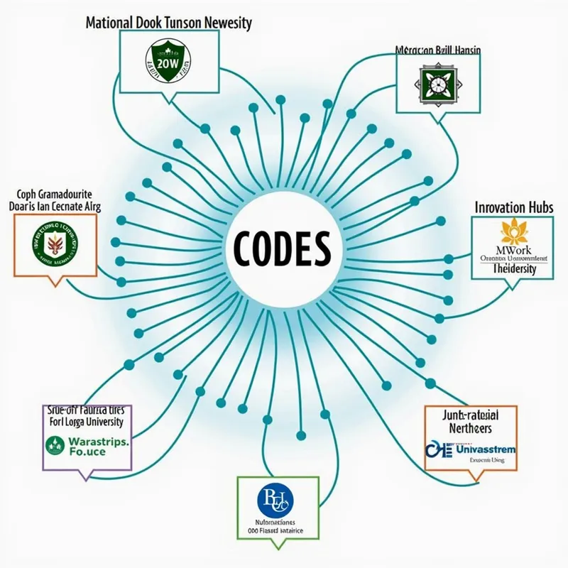 Partnership Map - An interconnected map illustrating the connections between CODES and various universities, industry partners, and innovation hubs within the Kansas City region. - AI image generated with Photorealistic 2