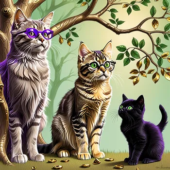 Pencil Chat: Tabby, Black Cat, Dog & Owl