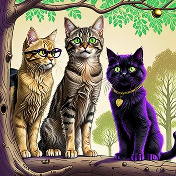 Pencil Sketch: Kitten, Cat, Dog & Owl