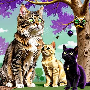 Pencil: Tabby Kitten, Cat, Dog & Owl