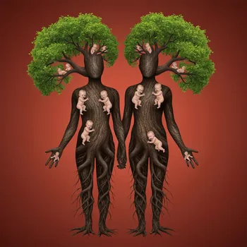 Photoreal Elder Tree Couple with Babies