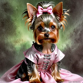 Photoreal Yorkie with Mama and Nana