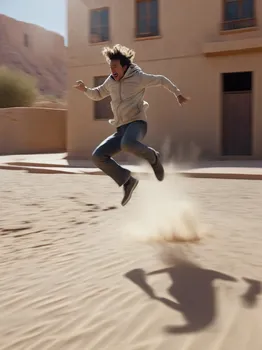 Photorealistic Desert Jump Action Shot