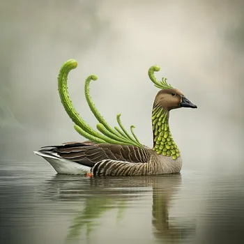 Pickle Goose in a Dreamy Pond