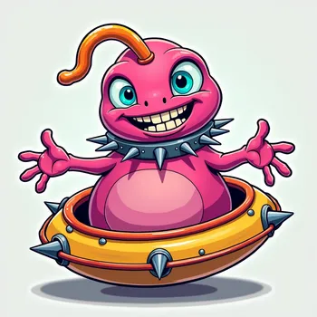 Pink Alien's Playful Welcome