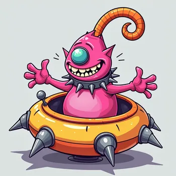 Pink Alien's Playful Welcome