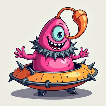 Pink Alien's Playful Welcome