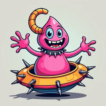 Pink Alien's Playful Welcome