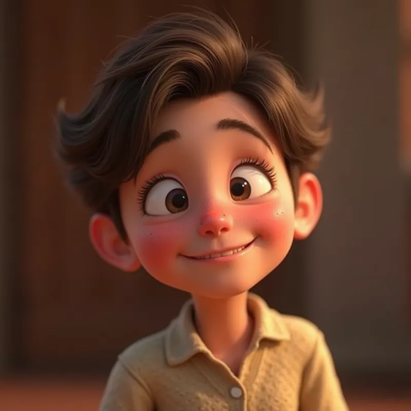 Pixar Animation Smiling Face Close-Up - Pixar animation pretty face smiling up close - AI image generated with Photorealistic 2