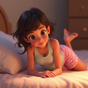 Pixar-Style Girl in Pajamas Relaxing