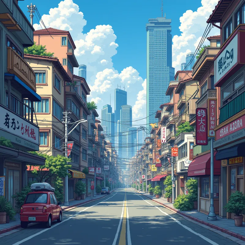 Pixel Art Anime Cityscape - Tangra AI Image Generator