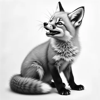 Playful Fox Kit — Pencil Drawing