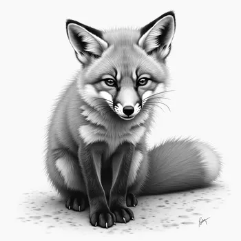 Playful Fox Kit — Pencil Drawing