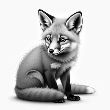 Playful Fox Kit — Pencil Drawing