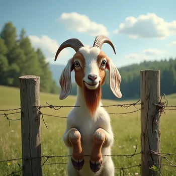 Playful Goat at the Fence