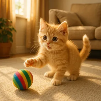 Playful Kitten with Colorful Ball