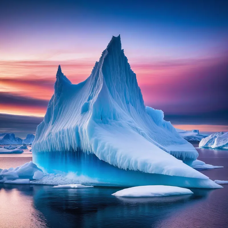 Polar Stratospheric Clouds - amazing polar stratospheric clouds over an iceberg - AI image generated with Photorealistic