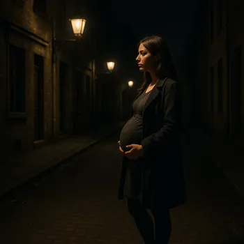 Pregnant Woman on Empty Night Street
