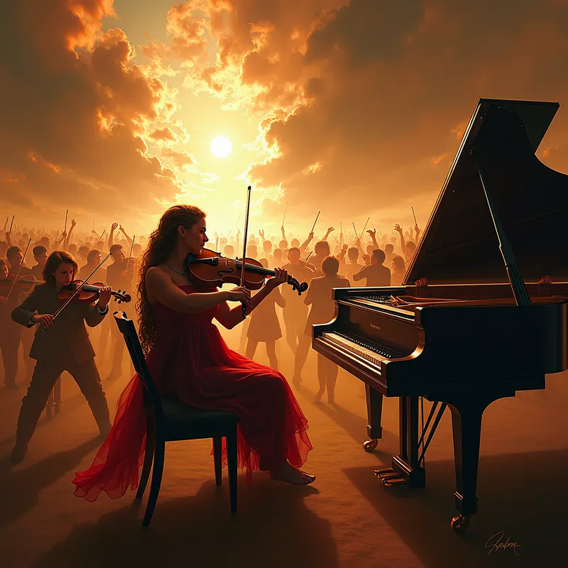 Prestissimo Symphony - An exhilarating symphony channeling the genius of Mozart with an emphasis on strings and piano, driving forward with a relentless prestissimo rhythm.