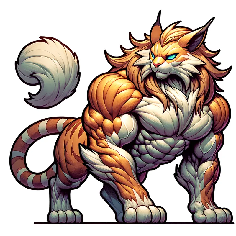 Primal Lynx - A strong and muscular Lynx Pokemon. Sense of ancient power in the air. Cartoonish. - AI image generated with Art