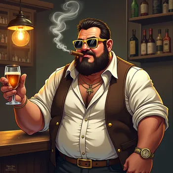 Pudgy Tavern Keeper Smoking