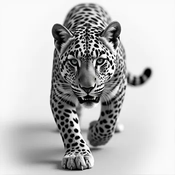 Realistic Grayscale Leopard Drawing