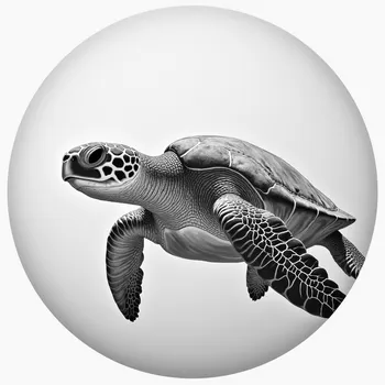 Realistic Grayscale Sea Turtle Drawing