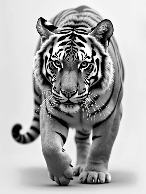 Realistic Pencil Tiger - a grayscale realistic pencil drawing of a tiger - AI image generated with Photorealistic 2