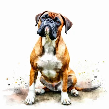 Realistic Watercolor Boxer Dog