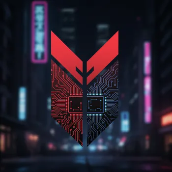 Red & Black Motherboard Circuit Logo