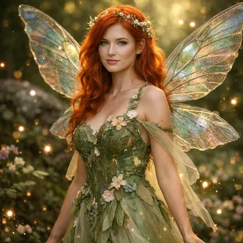 Red-Haired Fairy in Enchanted Glade