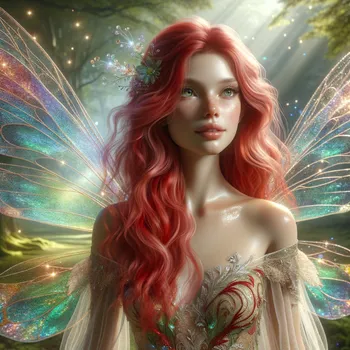 Red-Haired Fairy in Enchanted Glade
