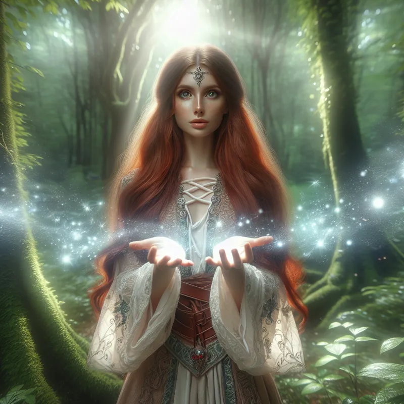 Red-Haired Girl Casting White Magic - A girl with red hair casting white magic - AI image generated with DALL-E 3 - picture of the day, fantasy art