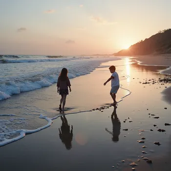 Reflective Puddles at Sunset