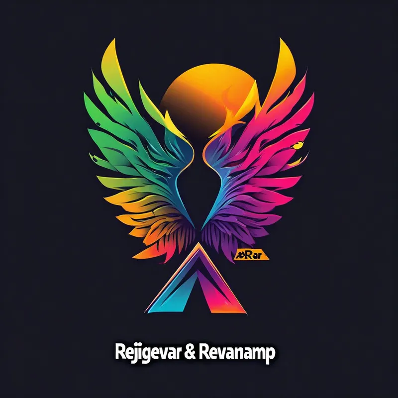 Rejigger&Revamp Apparel Logo - The sentence "Rejigger&Revamp Apparel" designed as a vibrant eye-catching business logo - AI image generated with Nova Canvas