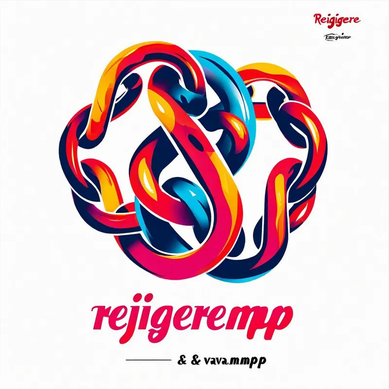 Rejigger&Revamp Apparel Logo - The sentence "Rejigger&Revamp Apparel" designed  with broken chains with dominant vibrant eye-catching  colors created as a business logo  - AI image generated with Nova Canvas