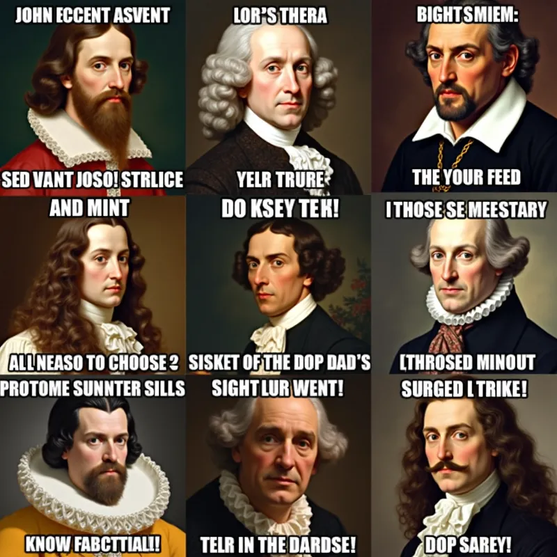 Renaissance Man Meme - A collage of various famous figures from the Scientific Revolution like Copernicus, Kepler, and Boyle, depicted in a humorous situation with meme-style text. - AI image generated with Photorealistic 2